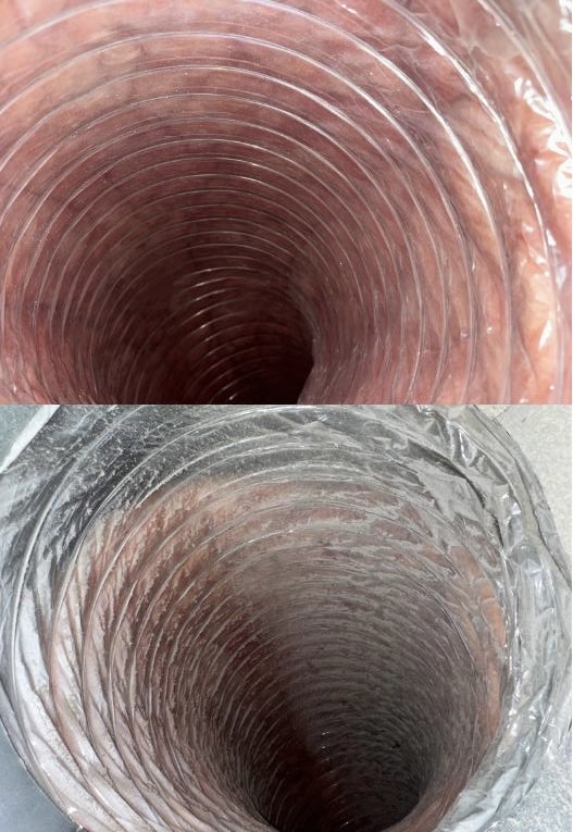 Before and after air duct cleaning